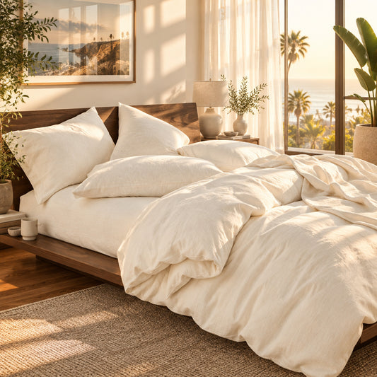 Dluxe Ave. (FULL) 4 Pcs Luxury Percale Sheet Set/ 100% Cotton/ Cream