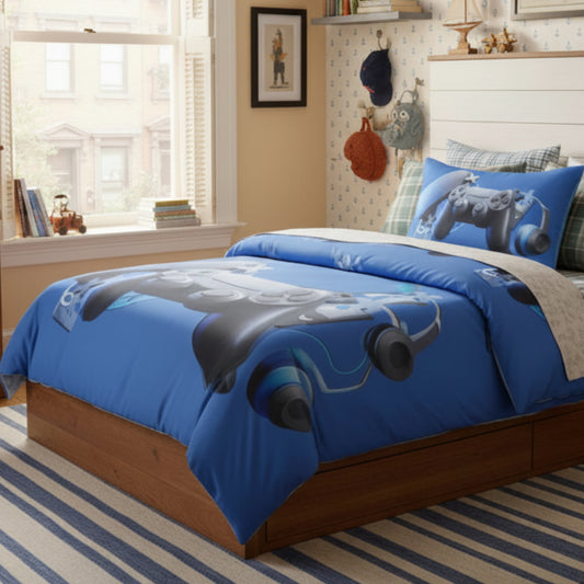 Dluxe Ave. (FULL) 3Pcs. {DUVET COVER} Comforter Set/ Blue