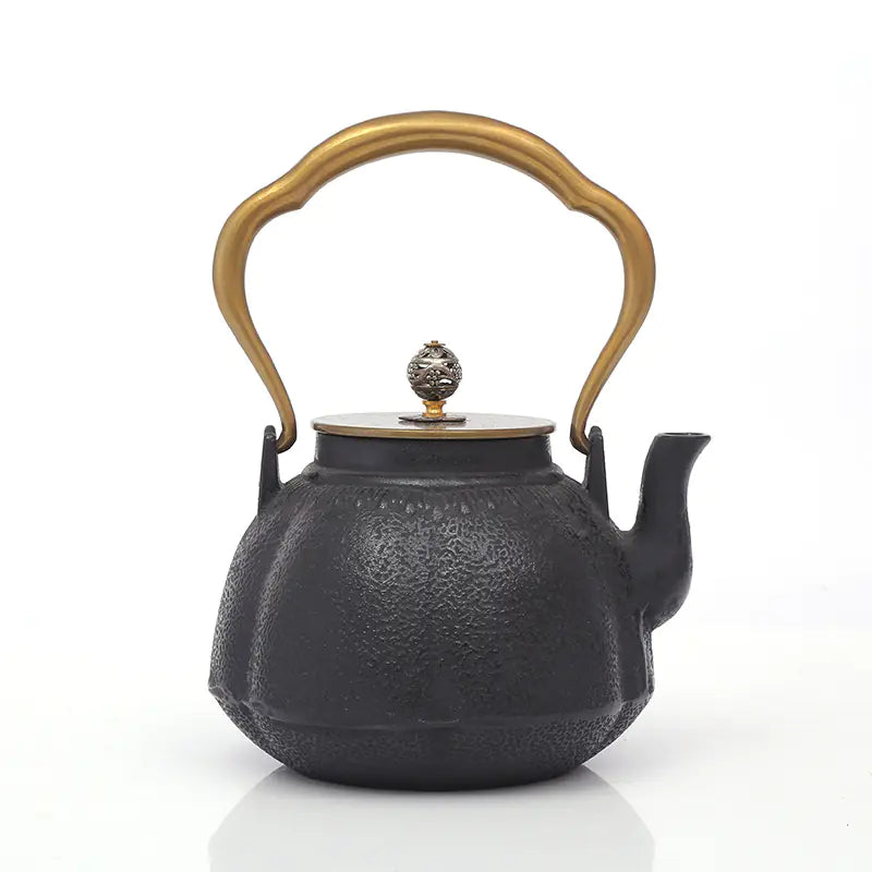 Dluxe Ave. Handcrafted Pumpkin Iron Teapot for Brewing Tea
