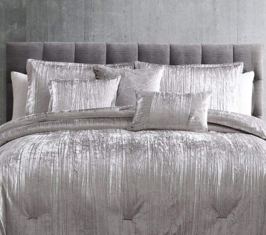 Dluxe Ave. ( KING ) 7 Pcs Comforter Set, Silver