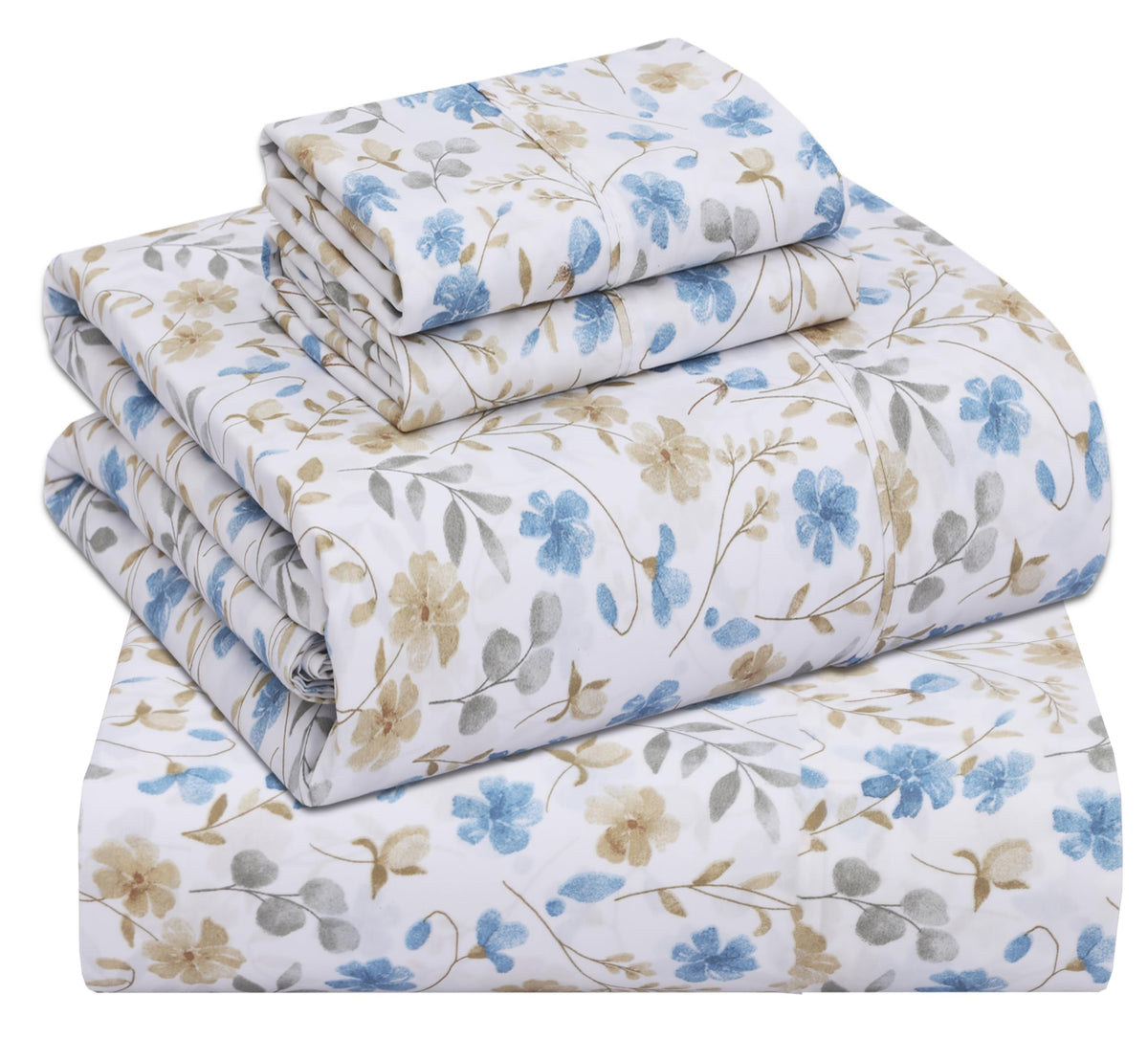 Dluxe Ave. (KING) 4 Pcs 100% Cotton Sheet Set, Percale Sheets, 16" Deep Pockets, Country Coast