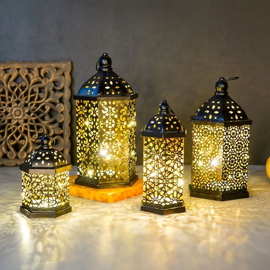 Retro Moroccan LED Lantern for Home Decor