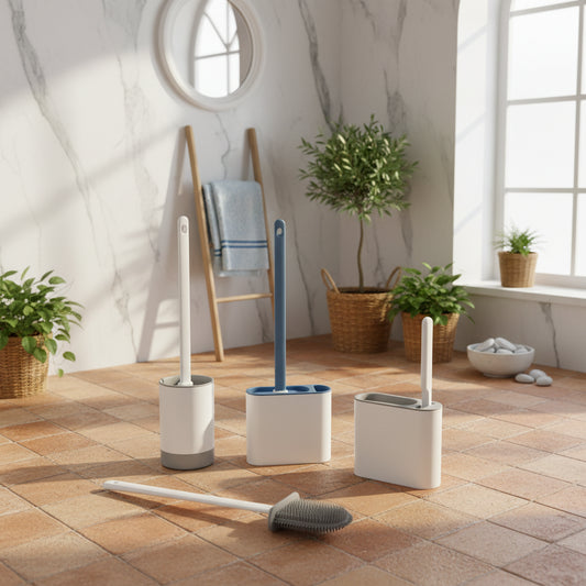 Dluxe Ave. Wall-mounted Toilet Brush and Holder with Silicone Head
