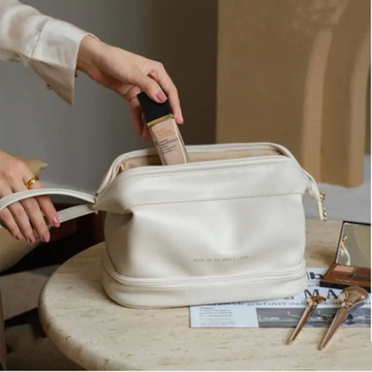Dluxe Ave. Large Capacity Cloud PU Cosmetic Bag for Travel & Storage
