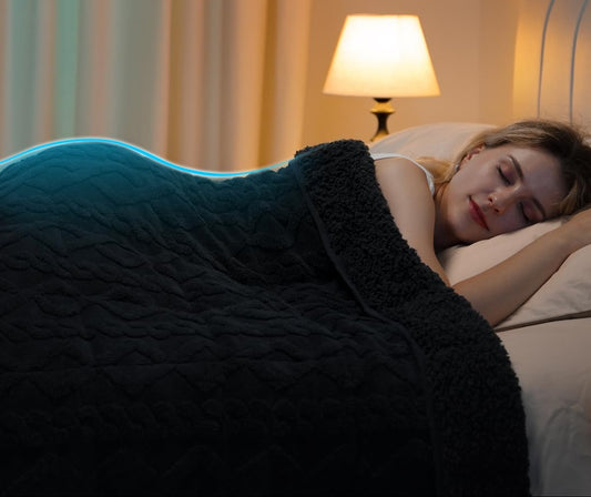 Dluxe Ave.(QUEEN) Sherpa Weighted Blanket/ Dual Sided Soft Fuzzy/ Dark Grey