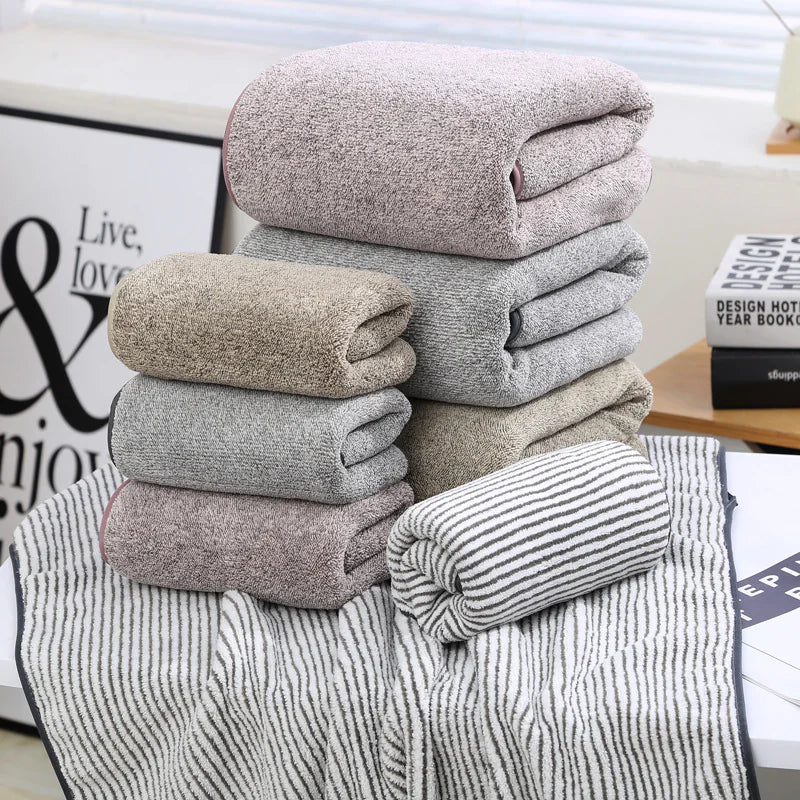 Dluxe Ave. Coral Fleece Bath Towel Set, Bamboo Charcoal Fiber