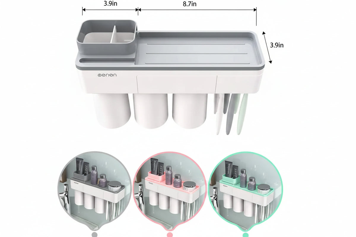 Dluxe Ave. Magnetic Toothbrush Holder Set with Mouthwash Cups