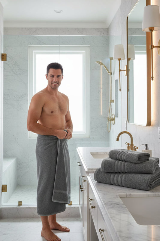 Dluxe Ave. Grey Bath Towels Set of 4/ Cotton 27x54 Inch Body Towel