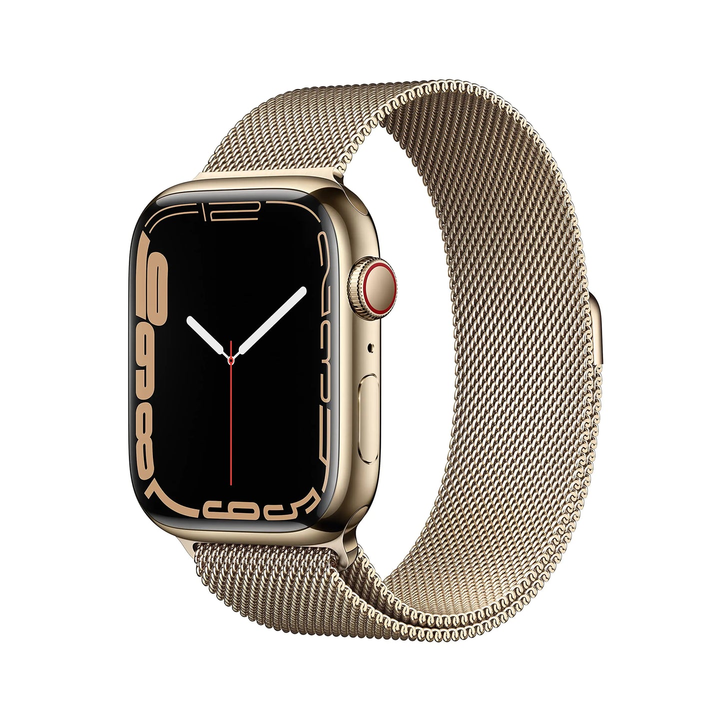 Dluxe Ave. Apple Watch Series 7 (GPS + Cellular 45MM) Gold Stainless Steel Case with Gold Milanese Loop (Renewed)
