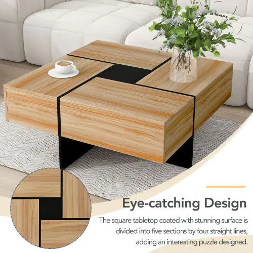 Dluxe Ave. Unique Design Coffee Table With 4 Hidden Storage Compartments