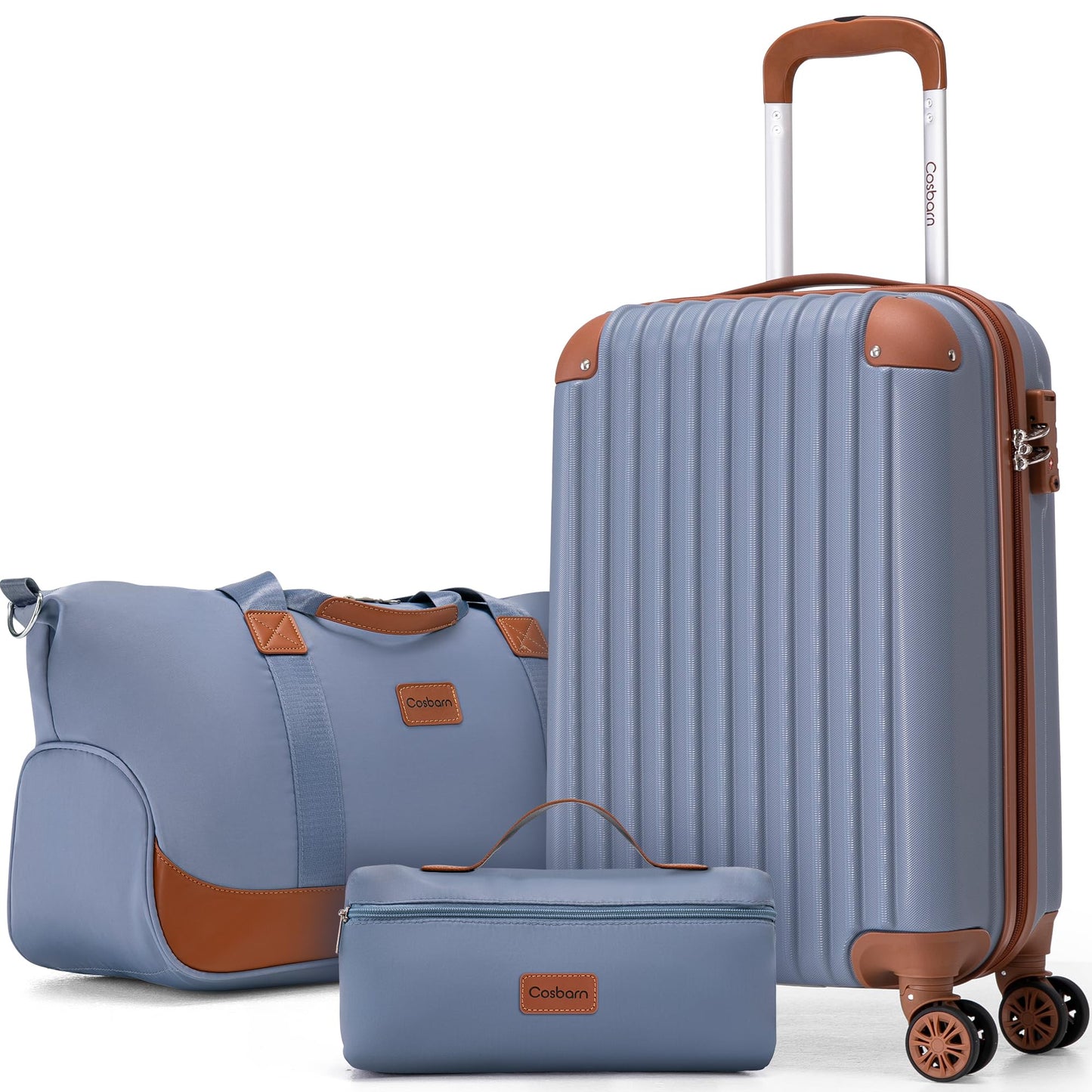 Dluxe Ave. Carry On Luggage/ Airline Approved/ 20 Inch Suitcases with Wheels/ ABS Lightweight/TSA Lock ( Sky Blue)22x14x9