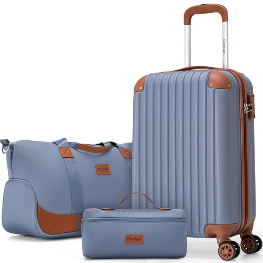 Dluxe Ave. Carry On Luggage/ Airline Approved/ 20 Inch Suitcases with Wheels/ ABS Lightweight/TSA Lock ( Sky Blue)22x14x9
