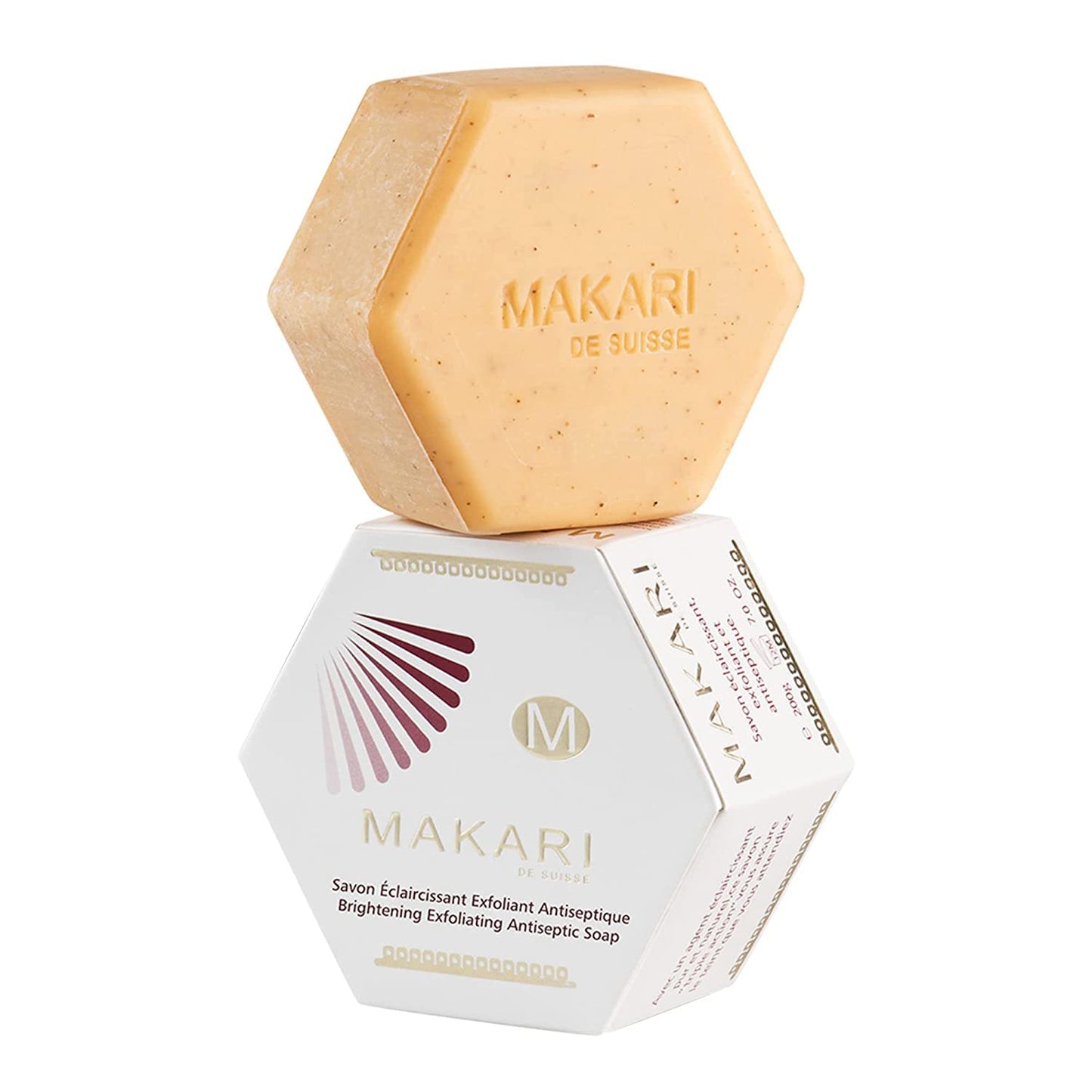 Dluxe Ave. Makari Classic Exfoliating Antiseptic Soap (7oz) | Helps Revitalize Skin | Promotes Even Skin Tone | Detoxifies and Removes Impurities | For Dry Oily Normal Maturing and Combination Skin Types