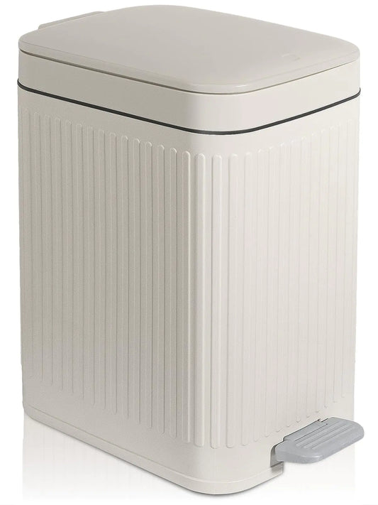 Dluxe Ave. rejomiik Small Bathroom Trash Can with Lid Slim Soft Close Garbage Can Step Wastebasket Container Trash Bin for Office Bedroom Kitchen Living Room (2.6 Gallon White)