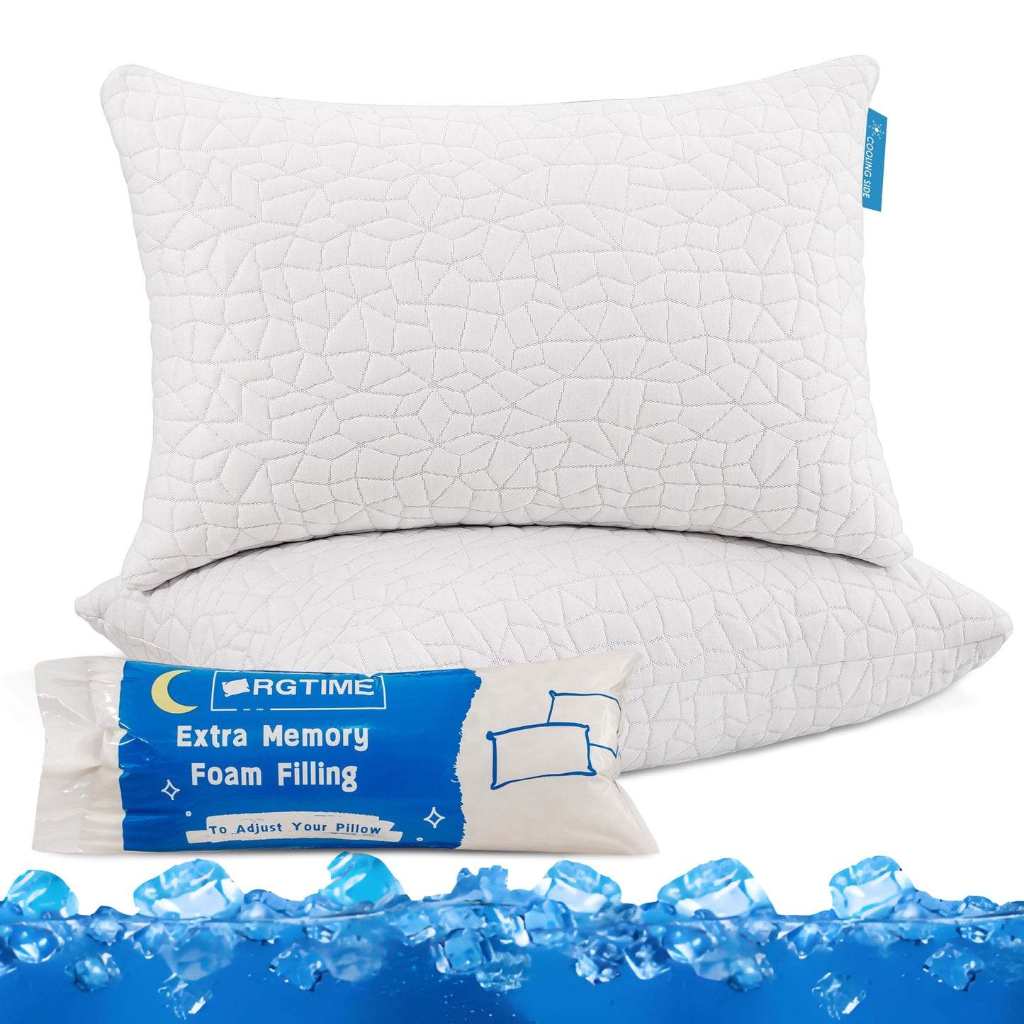 Dluxe Ave ( QUEEN ) Cooling Pillows { ADJUSTABLE } Shredded Memory Foam ,Set of 2, Luxury Hotel Quality