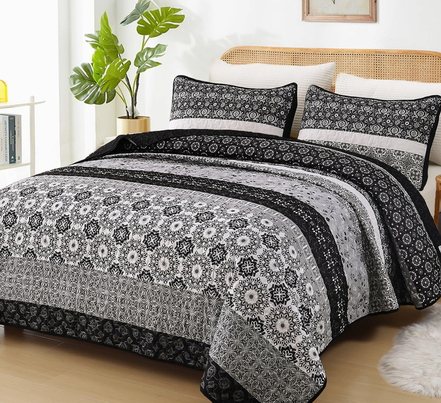 Dluxe Ave. ( QUEEN ) 3 Pieces Microfiber Bedding Set/ for All Seasons (96"x90")/ BLACK