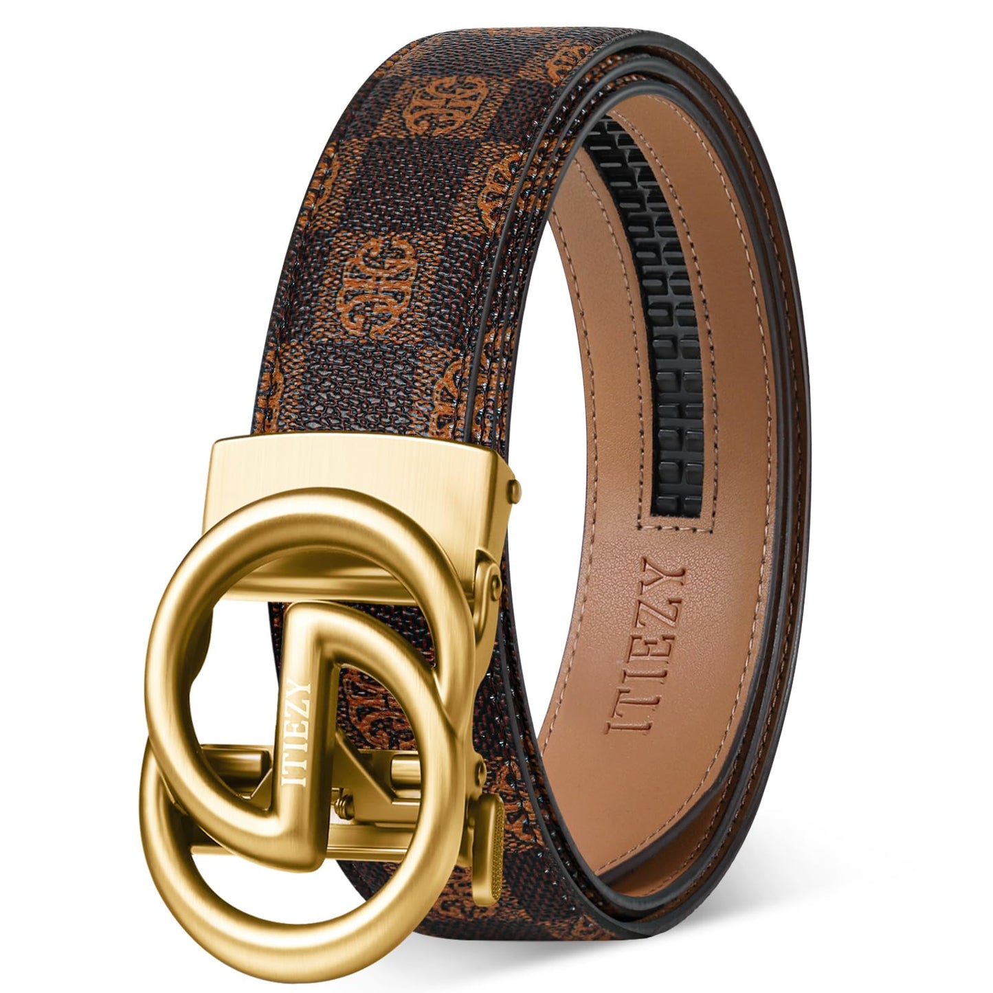 Dluxe Ave. Mens Ratchet Leather Adjustable Belts/ 1 3/8"