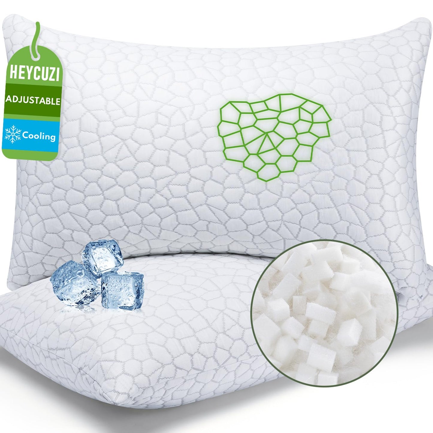 Dluxe Ave. ( KING ) Cooling Pillows, Set of 2, { ADJUSTABLE } Luxury Hotel Quality