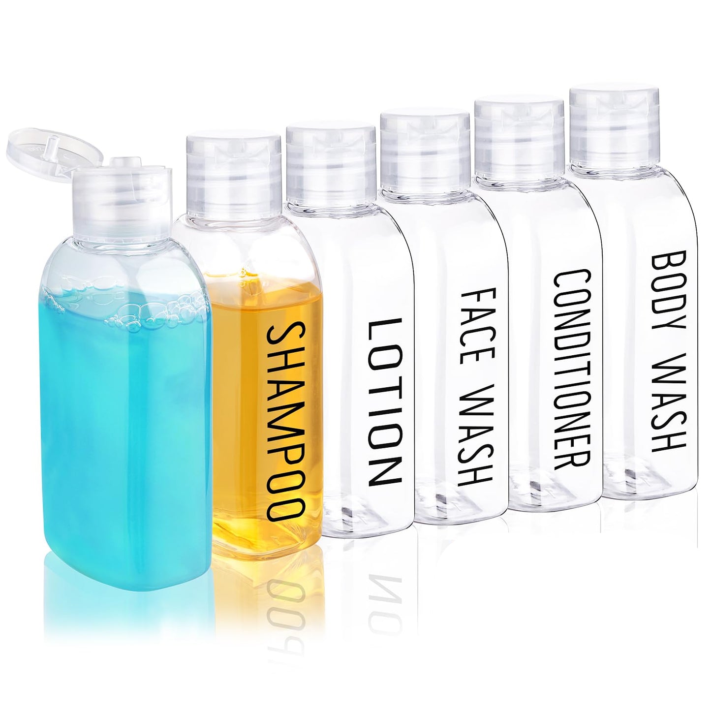 Dluxe Ave. Travel Bottles for Toiletries/ 6 PCS 3.4oz/100ml/  Plastic TSA Approved Leak Proof/ Clear