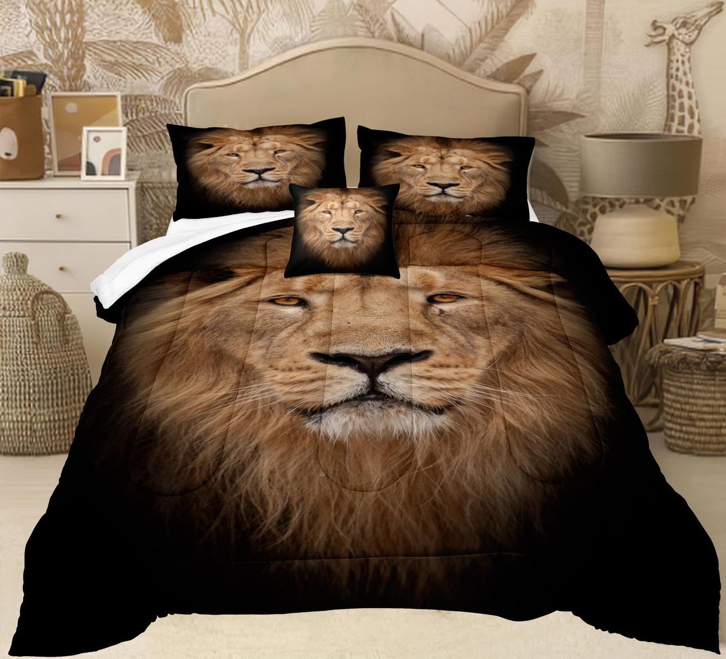Dluxe Ave. ( KING ) 4 Pcs. Comforter Set, Lion