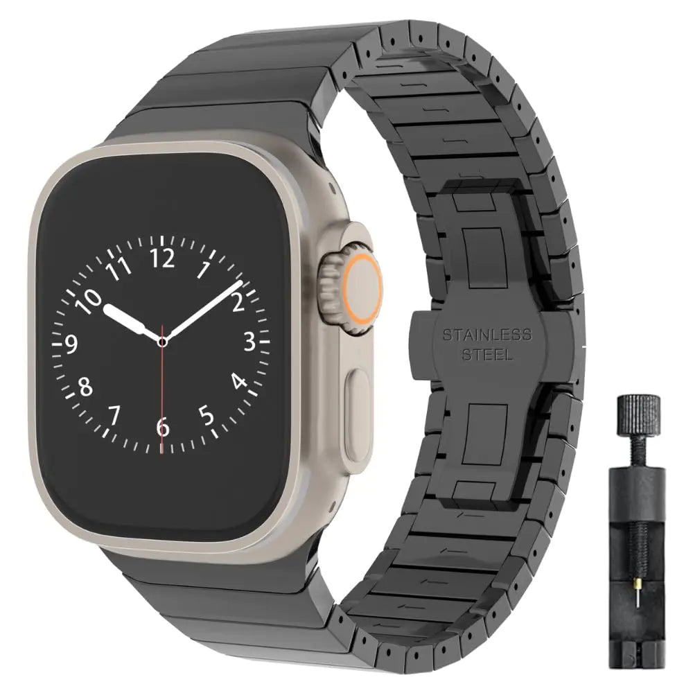 Dluxe Ave. BUREI Compatible with Apple Watch Bands Stainless Steel Metal Watch Band for iWatch Series Classic Business Apple Watch Bands 49mm 45mm 44mm 42mm 41mm 40mm 38mm for Men and Women