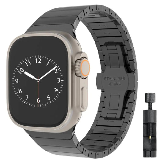 Dluxe Ave. BUREI Compatible with Apple Watch Bands Stainless Steel Metal Watch Band for iWatch Series Classic Business Apple Watch Bands 49mm 45mm 44mm 42mm 41mm 40mm 38mm for Men and Women