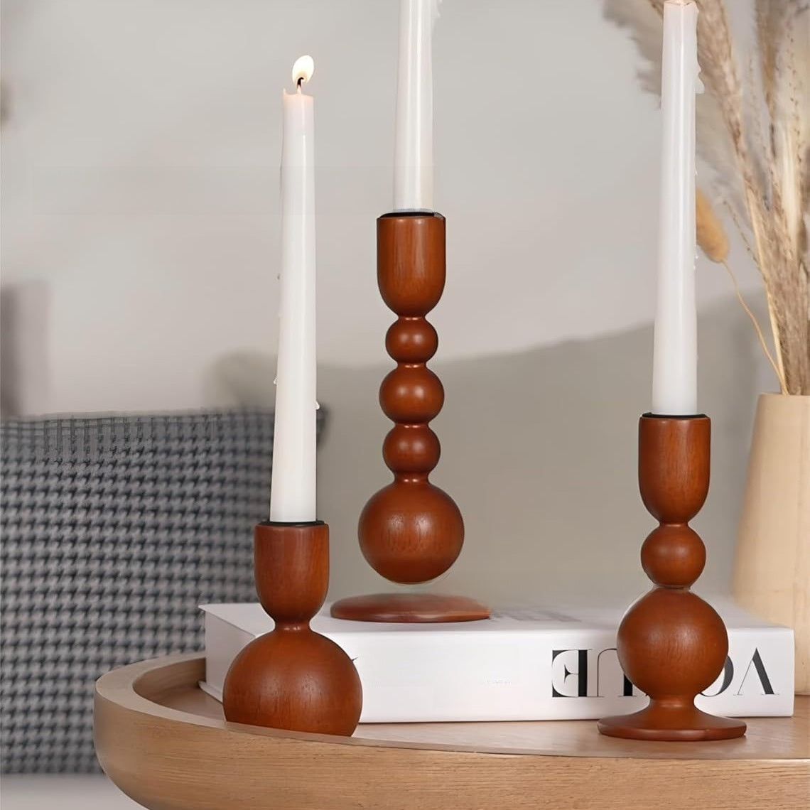 American-style wooden candle holder