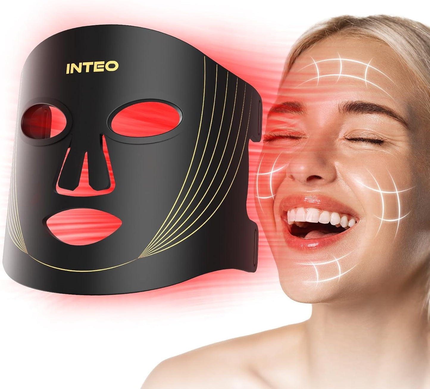 Dluxe Ave. Red Light Therapy for Face 3 Modes Portable Led Face Mask Light Therapy with Remote Near-Infrared 850 Red Light Therapy Mask with Timing Function Red Light Therapy at Home 180 LED Beads