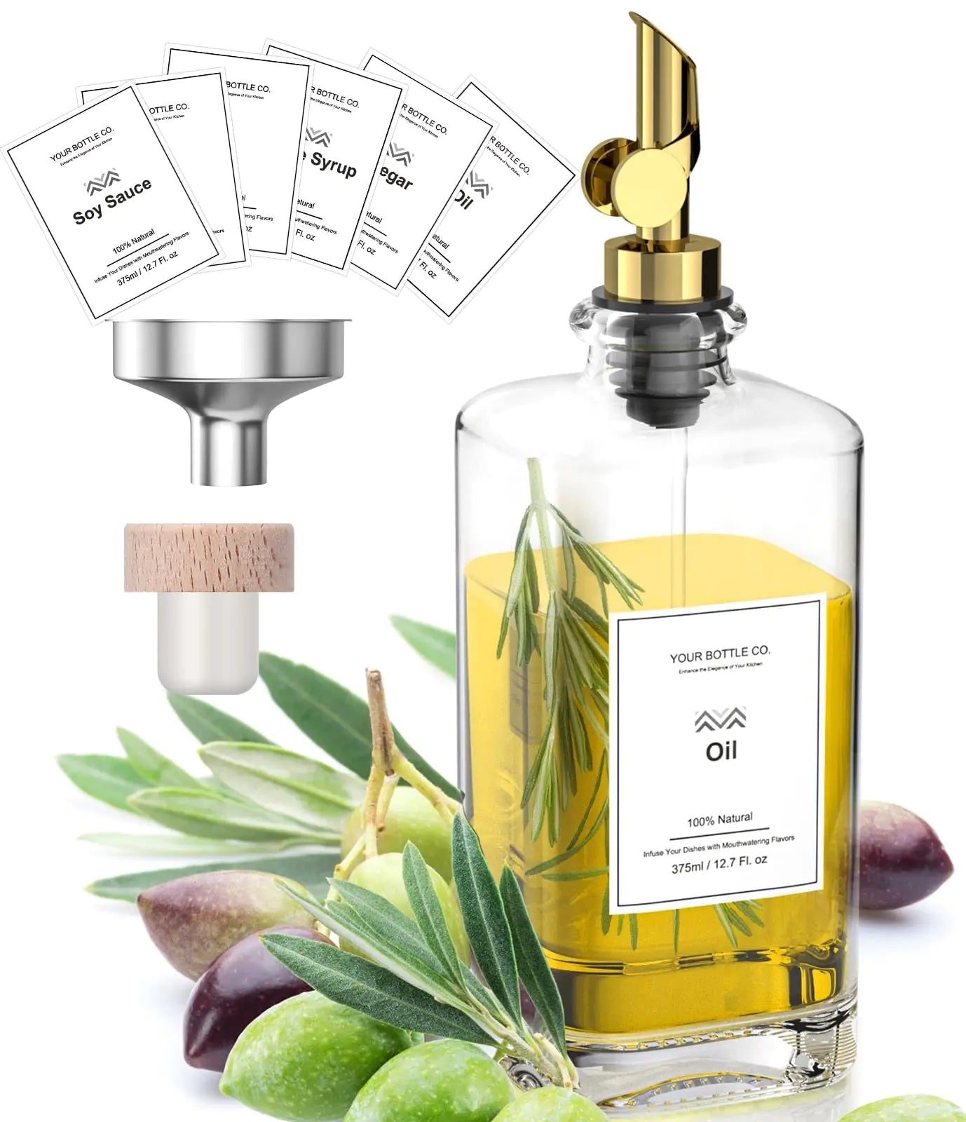 Dluxe Ave. Glass Olive Oil Dispenser Bottle / 12.7Oz