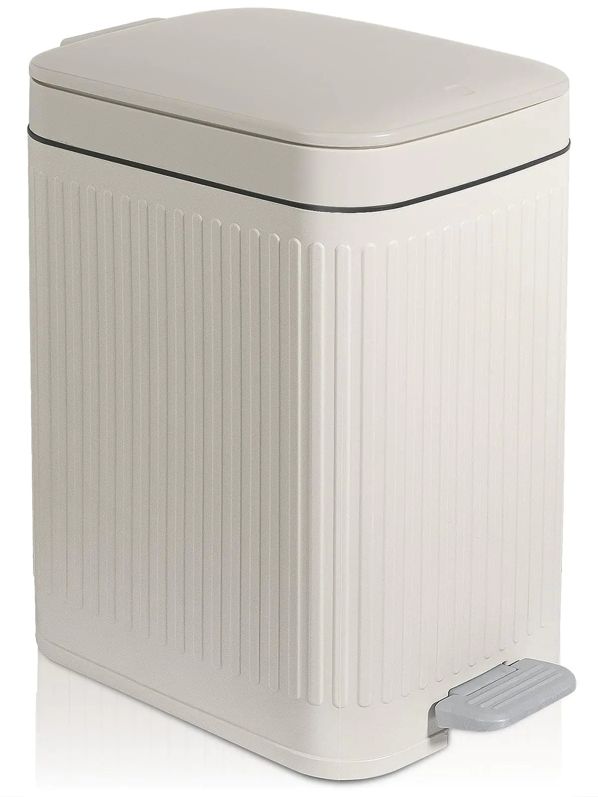 Dluxe Ave. rejomiik Small Bathroom Trash Can with Lid Slim Soft Close Garbage Can Step Wastebasket Container Trash Bin for Office Bedroom Kitchen Living Room (2.6 Gallon White)