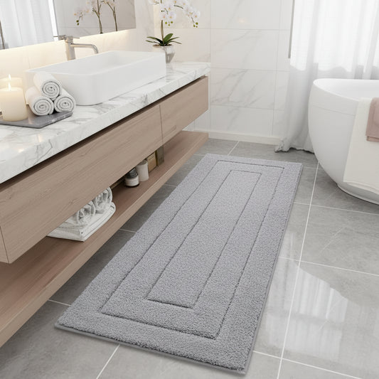 Dluxe Ave. Bathroom Rugs 59" x 20" Soft and Absorbent Microfiber / Grey