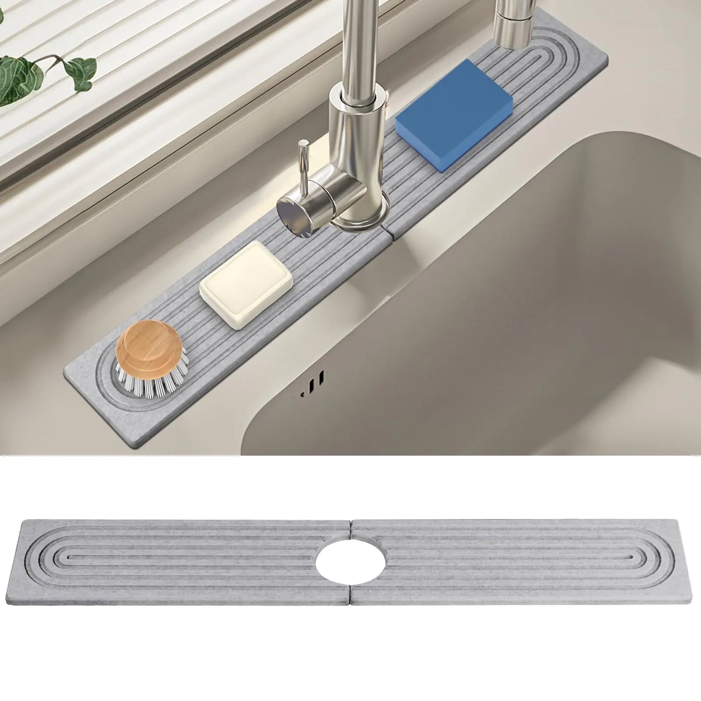 Dluxe Ave. Kitchen Sink Splash Guard  (Grey 23.6 x 3.9 x 0.5 Inch)