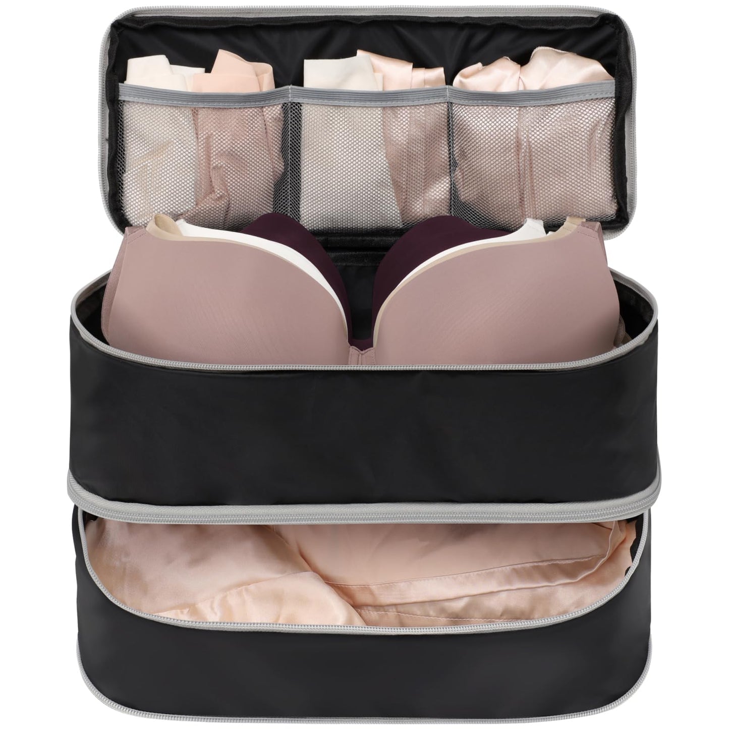 Dluxe Ave. 4-in-1 Lightweight Double Layer Bra Travel Bag Organizer/ Black
