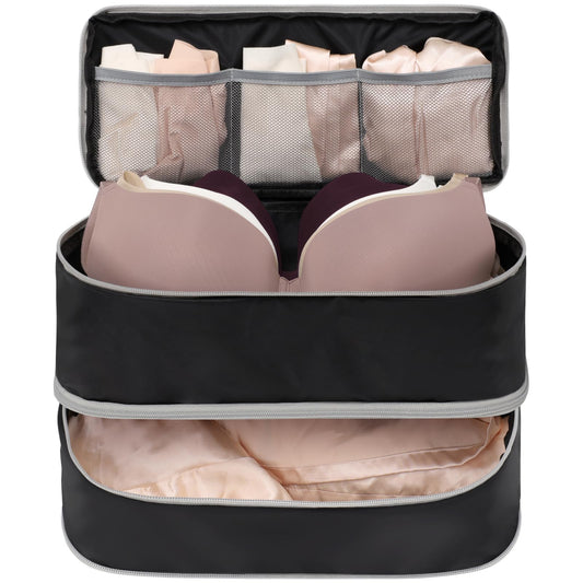Dluxe Ave. 4-in-1 Lightweight Double Layer Bra Travel Bag Organizer/ Black