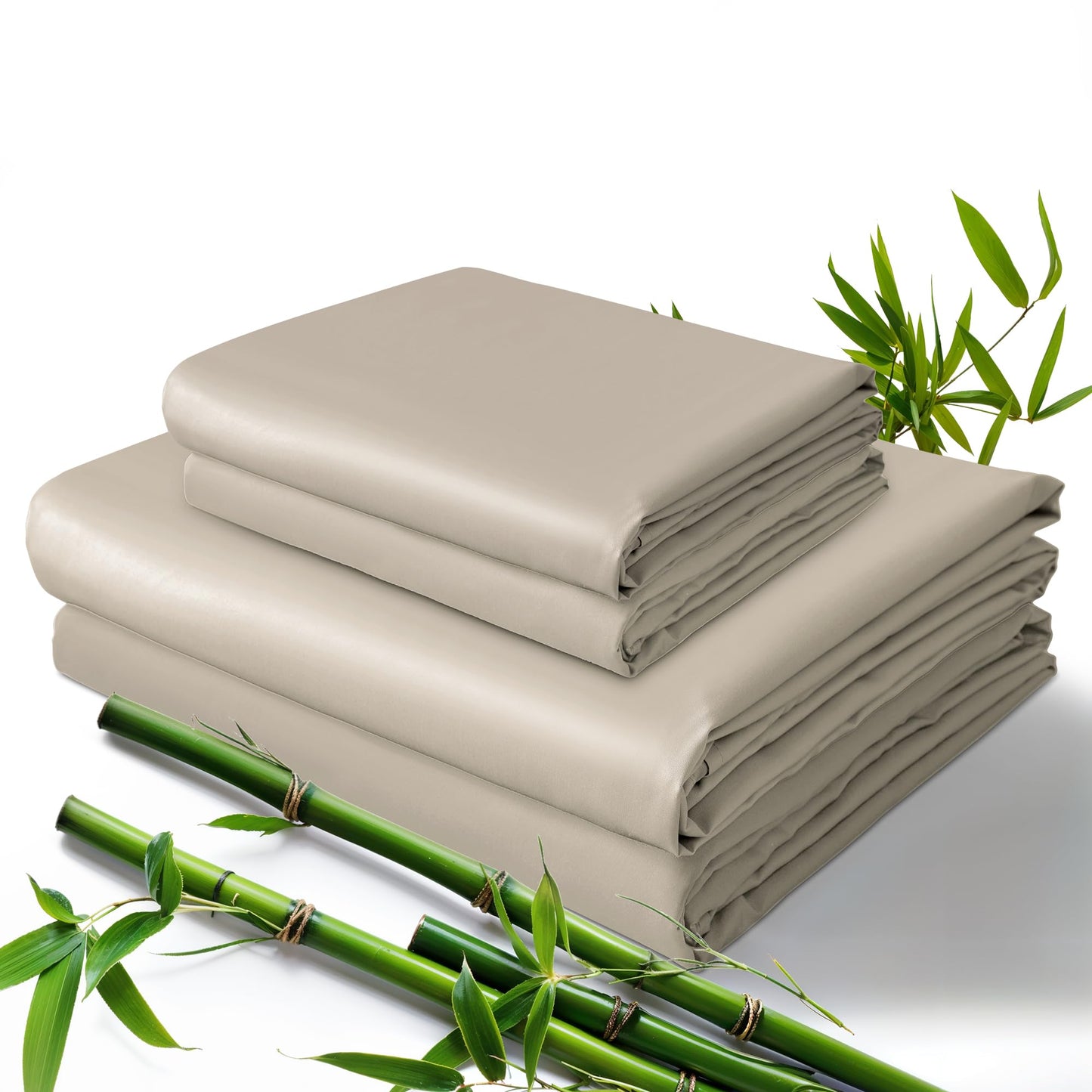 Dluxe Ave. ( FULL ) 4 Pcs Sheets 100% Viscose Derived from Bamboo, Taupe 16" Deep Pocket, Luxury Hotel Collection