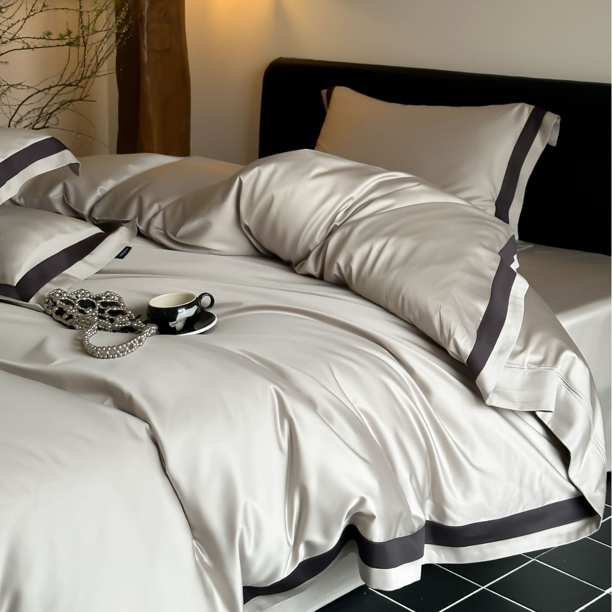 Luxury Tencel Cotton Bed Sheet Set/ Flat Bed sheet 1  Pillowcase 2  {Duvet cover}1