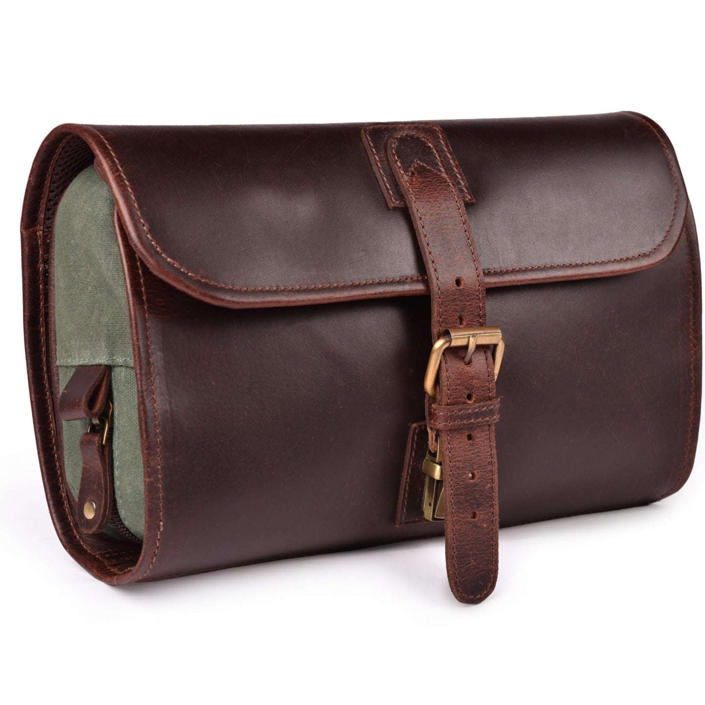 Dluxe Ave. Hanging Toiletry Bag for Men & Women/ Leather/ Red