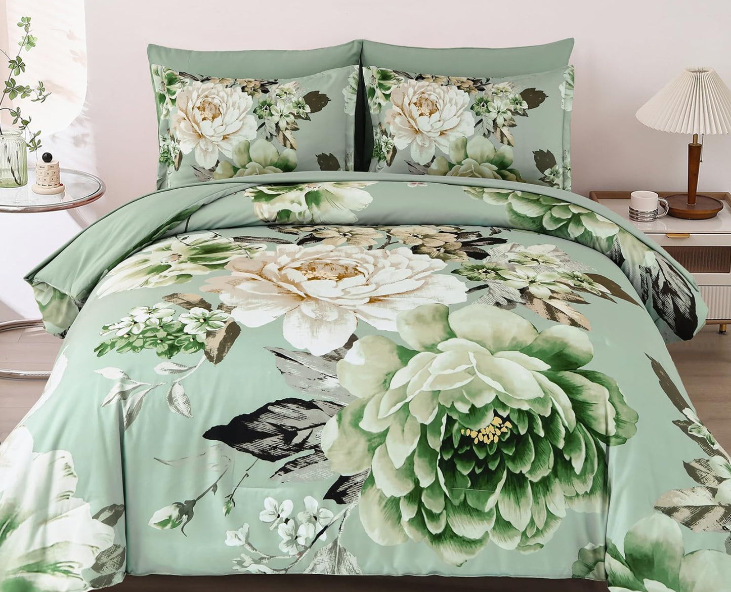 Dluxe Ave. (QUEEN) 7 Pieces Comforter Set/ Sage Green