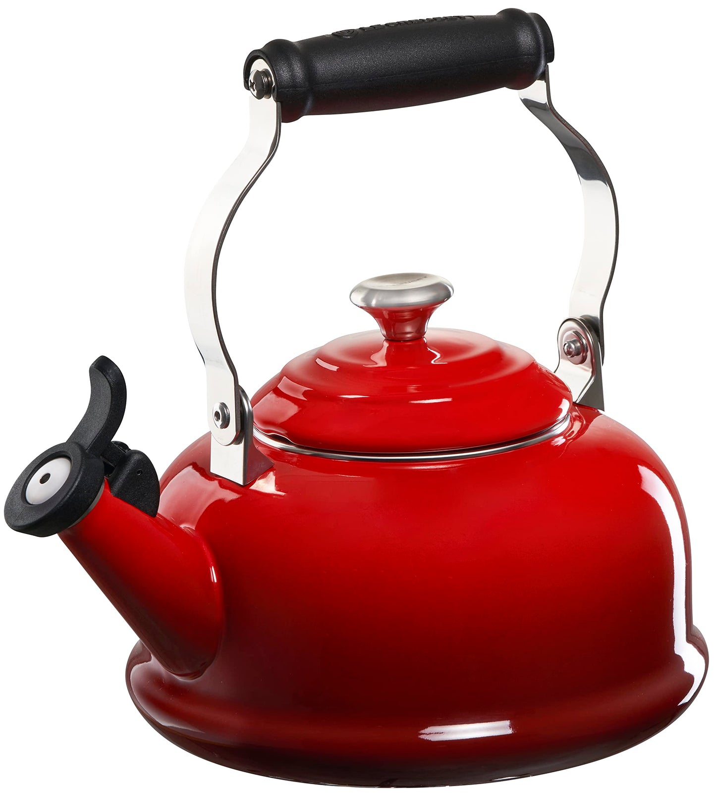 Dluxe Ave. ( Limited Edition)  Enamel On Steel Whistling Tea Kettle with Metal Finishes 1.7 qt. Cerise