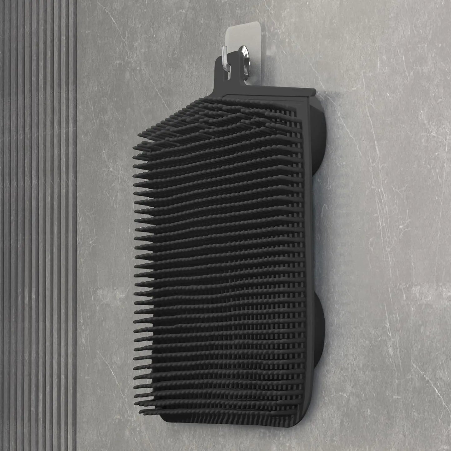 Dluxe Ave. Wall Mounted Hands-Free Shower Back and Foot Scrubber (Black)