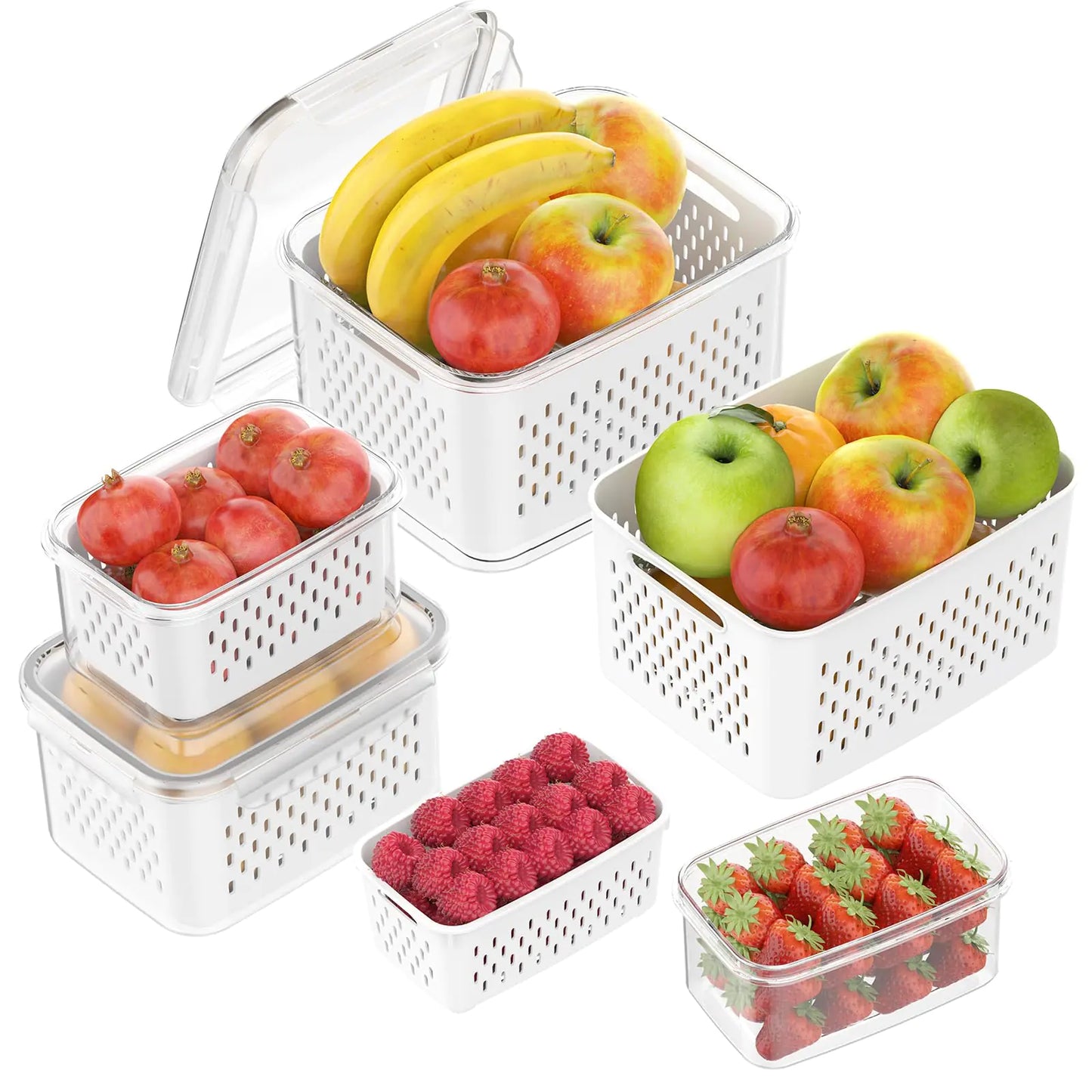Dluxe Ave.4 PCS Fruit Storage Containers for Fridge/ Airtight Food Container