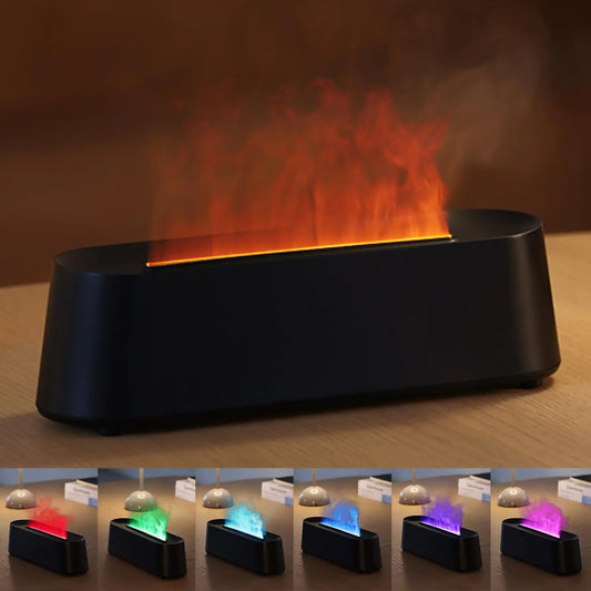 Dluxe Ave. Essential Oil Diffuser/ Fireplace Fire Flame Aromatherapy / 250ml Cool Mist Humidifier(Black)