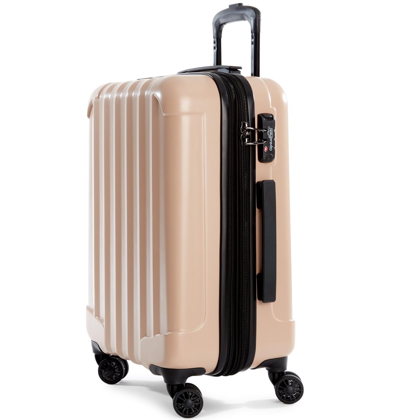 Dluxe Ave. Expandable Hardside Carry On/ Airline Approved/ Spinner Wheels/ Ultra Light 21-Inch/  Natural Beige