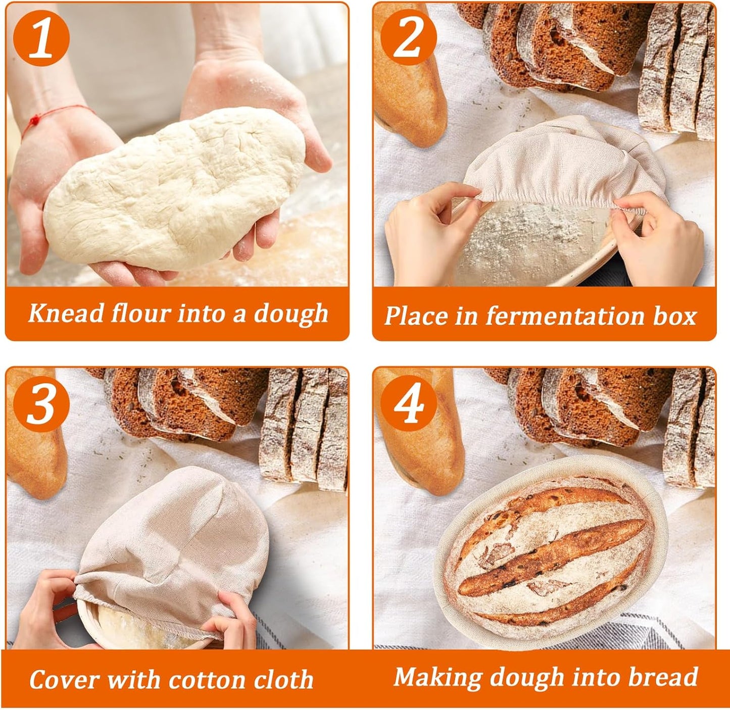 Dluxe Ave. 10 inch Oval Sourdough Bread Baking Supplies Set of 4