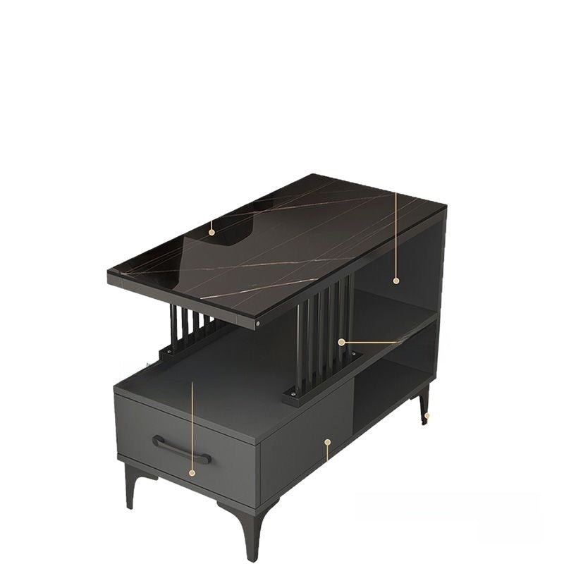 Modern Glass Side Table with Storage Shelf