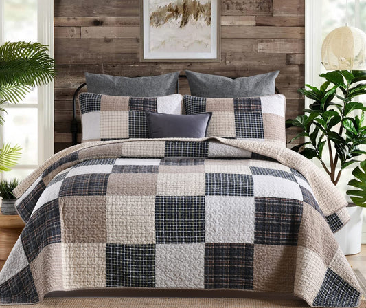 Dluxe Ave. (QUEEN) Quilt Set 100% Cotton Beige for All Season