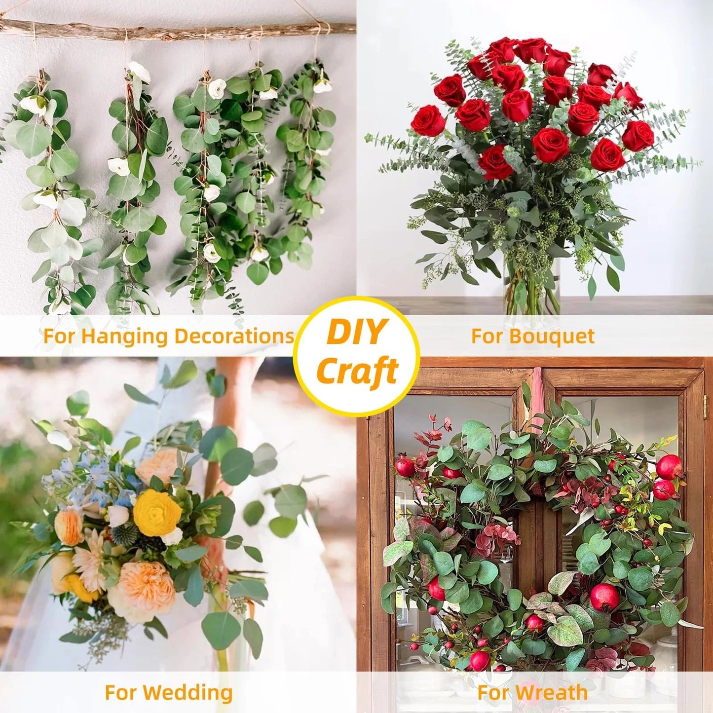 Dluxe Ave. 12 Pcs Large Dried Eucalyptus & Silver Dollar Leaves Bundle/ Eucalyptus 17"Hanging