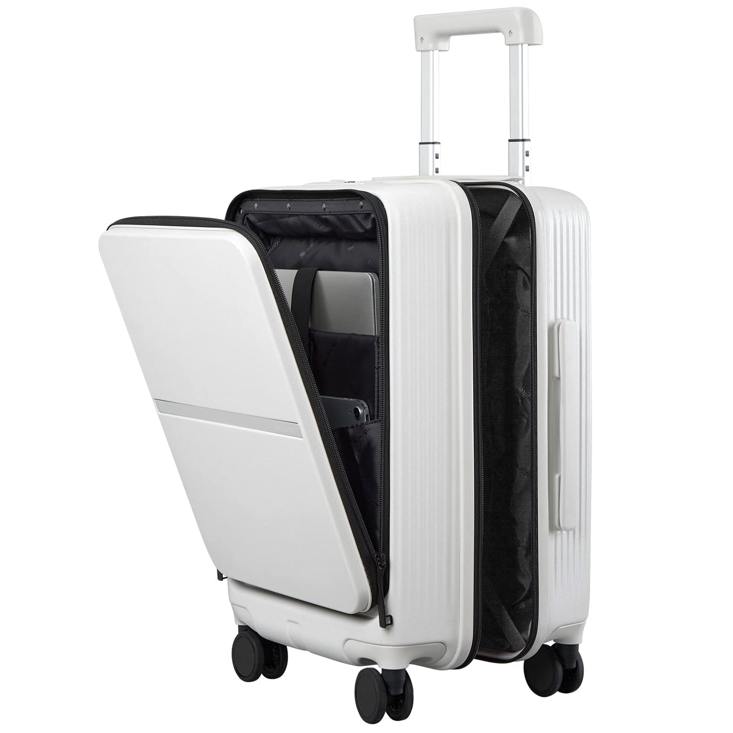 Dluxe Ave. 20 Inch Carry On Luggage/ Airline Approved/ Hard Shell/ Spinning Wheels/TSA Luggage/(Grayish white)