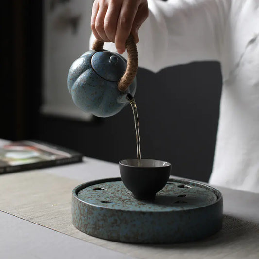 Dluxe Ave. Japanese Vintage Ceramic Teapot with Handle for Tea