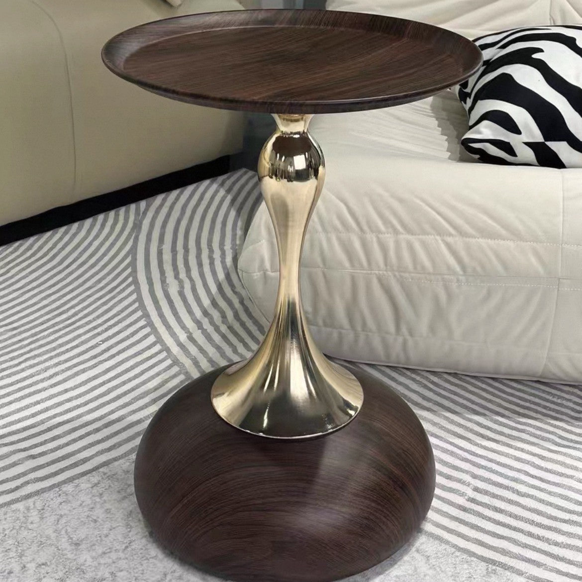 Dluxe Ave. Nordic Retro Metal Side Table with Marble Top